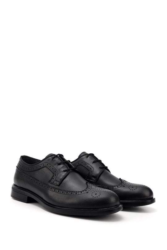 Mens Black Lace-Up Genuine Leather Classic Shoes