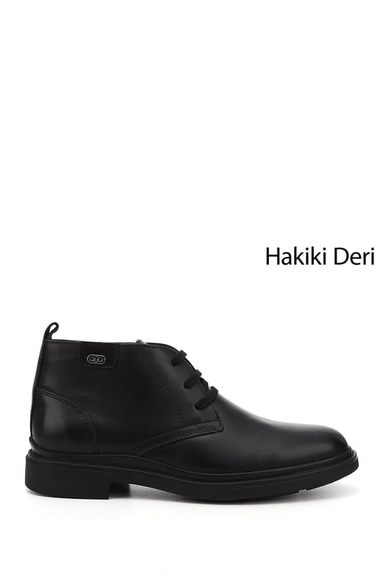 Erkek Siyah Bağcıklı Hakiki Deri Klasik Bot