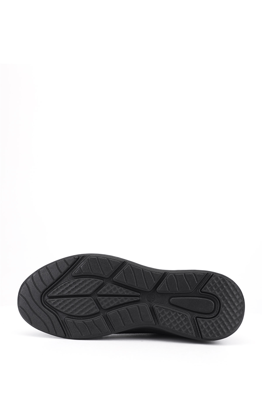 Erkek Siyah Bağcıklı Kauçuk Taban Hakiki Deri Sneaker