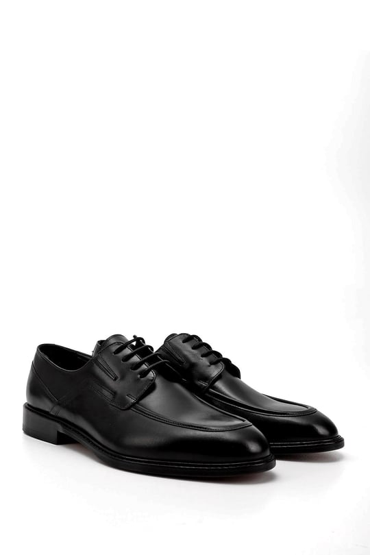 Mens Black Lace-Up Leather Sole Genuine Leather Classic Shoes