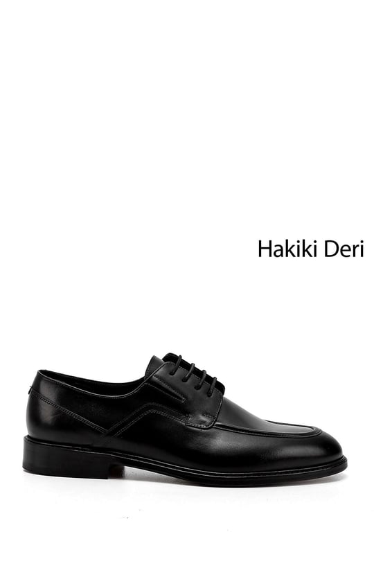 Mens Black Lace-Up Leather Sole Genuine Leather Classic Shoes