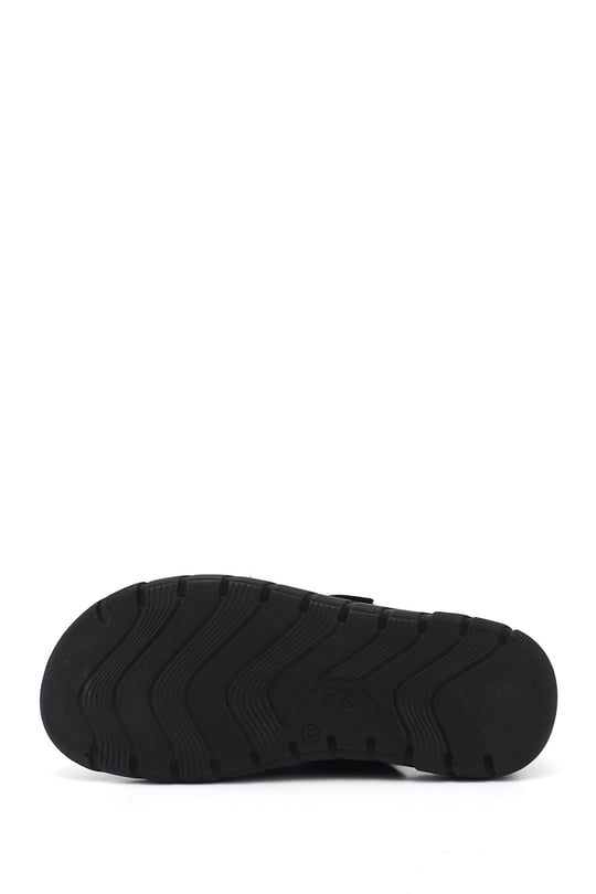Mens Black Genuine Leather Comfort Sandals