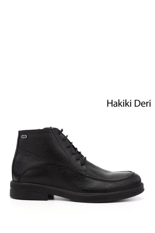 Erkek Siyah Floter Fermuarlı Hakiki Deri Klasik Bot