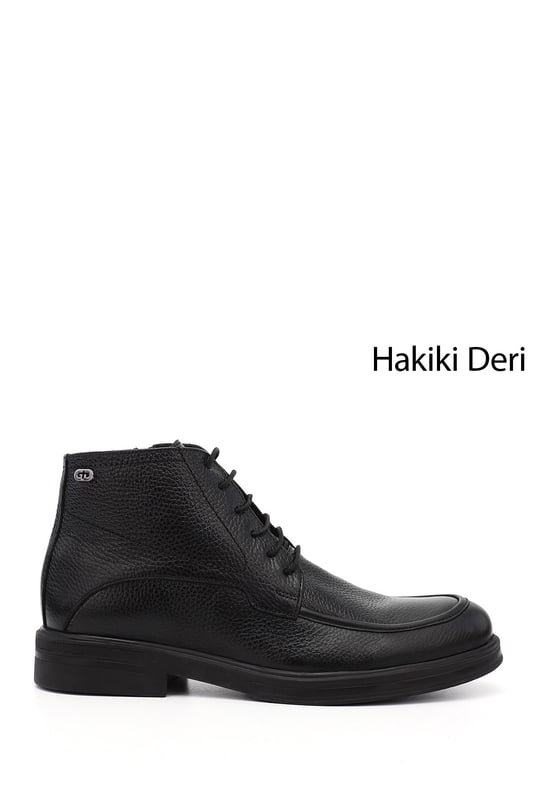 Erkek Siyah Floter Fermuarlı Hakiki Deri Klasik Bot