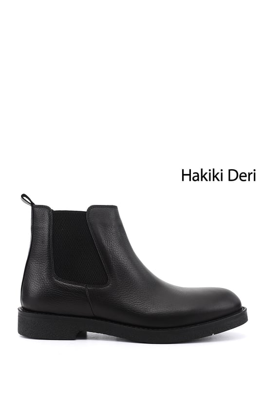 Mens Black Floter Genuine Leather Zip-Up Chelsea Boots