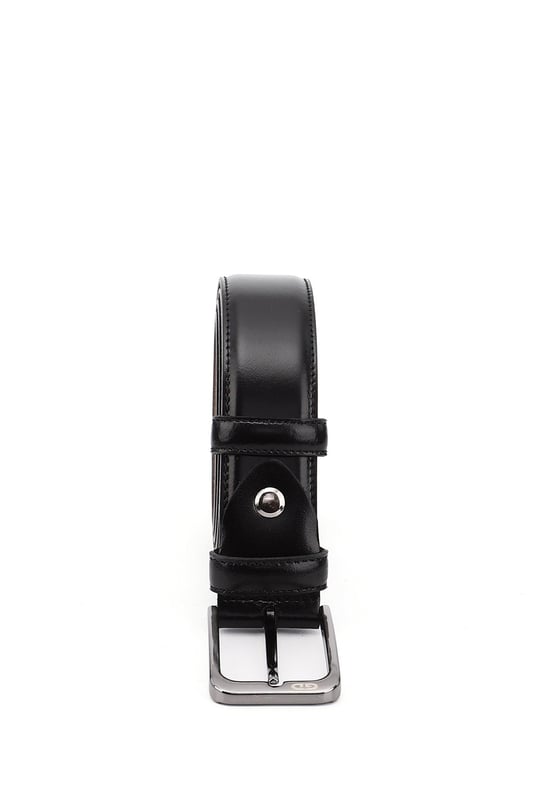 Mens Black Genuine Leather 3.5 Cm Classic Belt