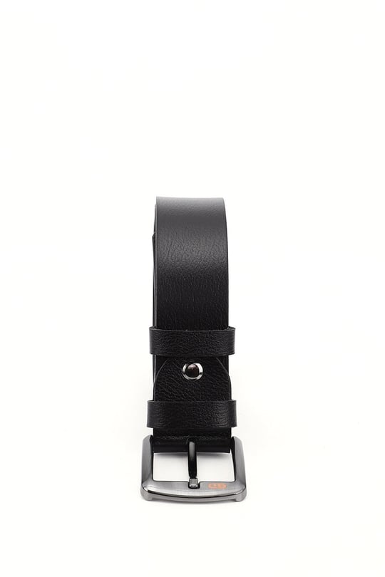 Mens Black Genuine Leather 4cm Jeans Belt