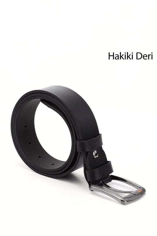 Mens Black Genuine Leather 4cm Jeans Belt