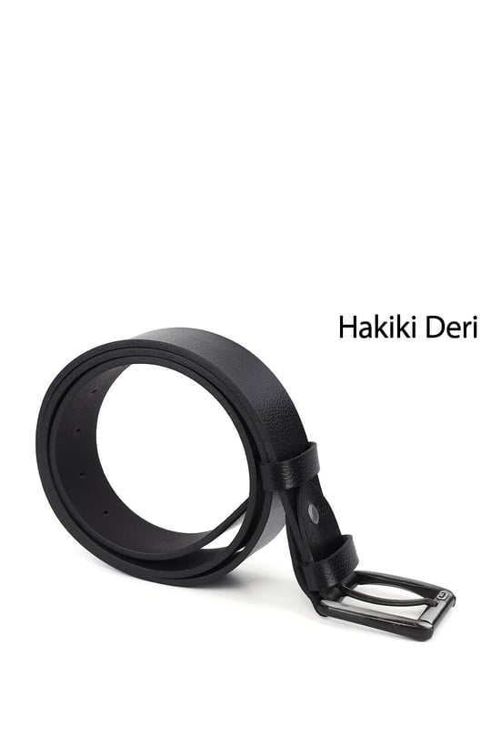 Mens Black Genuine Leather 4.5 Cm Jeans Belt