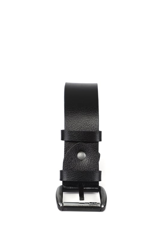 Mens Black Genuine Leather 4.5 Cm Jeans Belt