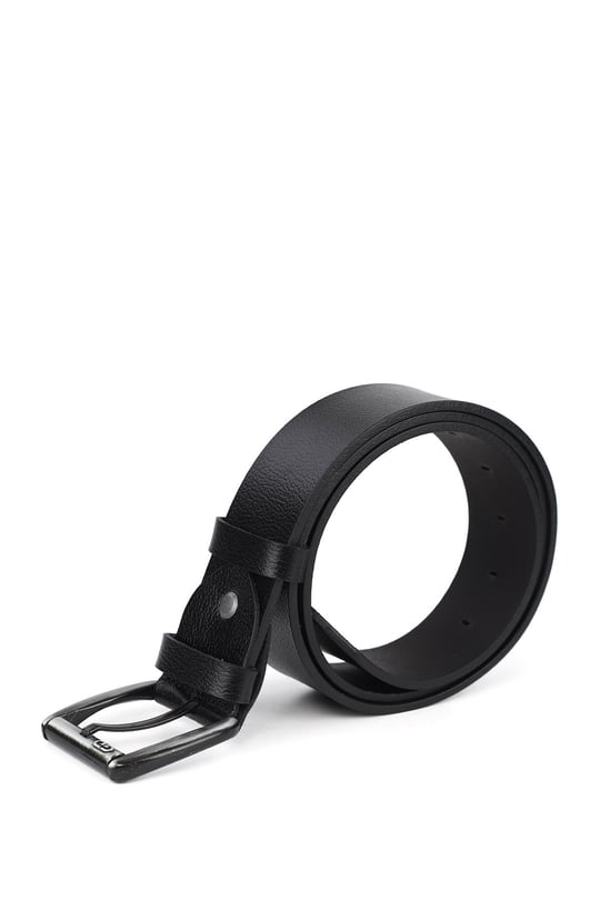 Mens Black Genuine Leather 4.5 Cm Jeans Belt