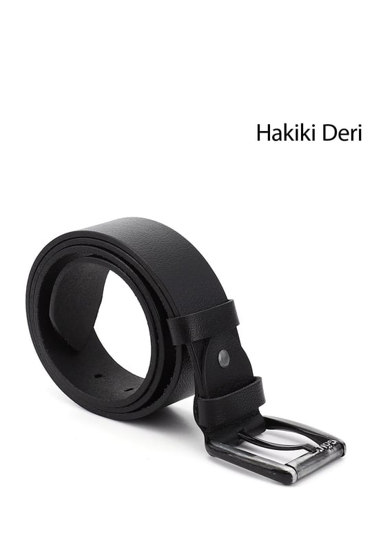 Erkek Siyah Hakiki Deri 4 Cm Kot Kemeri