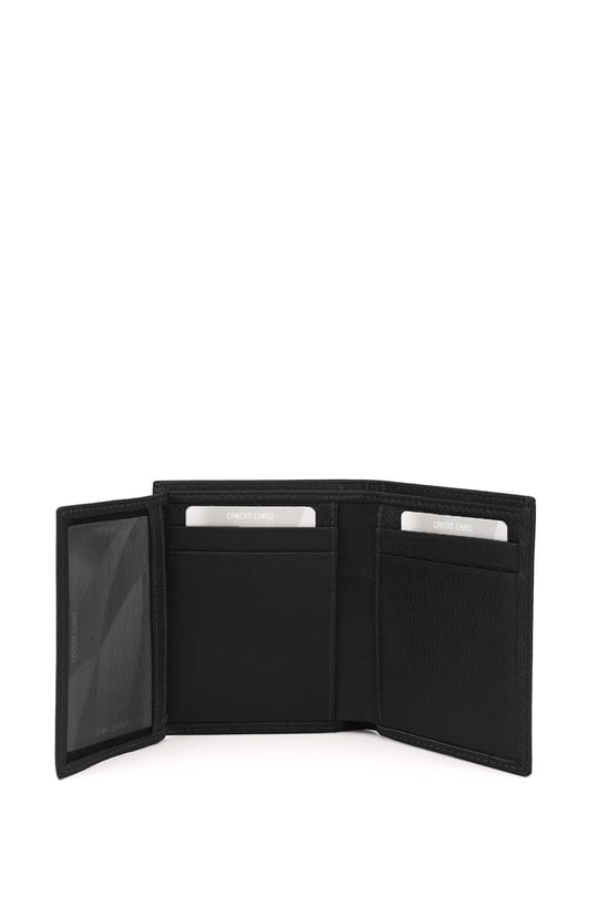 Mens Black Genuine Leather Vertical Wallet