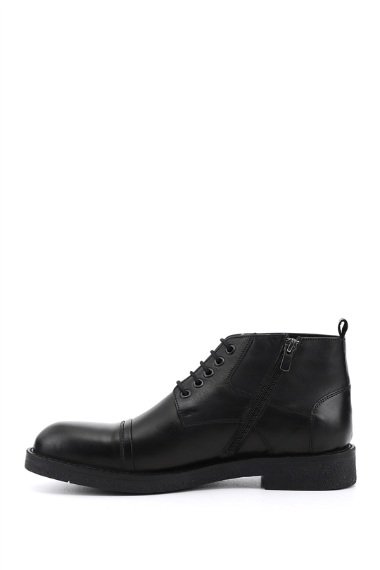 Mens Black Genuine Leather Zipper Boots
