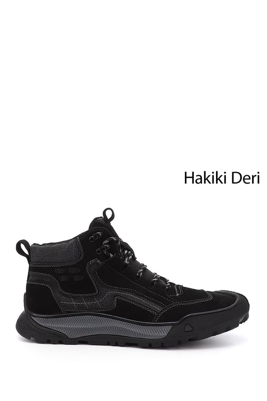 Erkek Siyah Kauçuk Taban Hakiki Deri Outdoor Bot