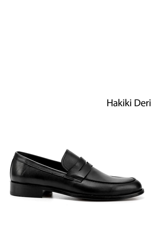 Mens Black Leather Sole Genuine Leather Loafer Shoes