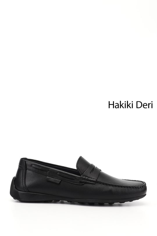 Erkek Siyah Rok Hakiki Deri Loafer Ayakkabı