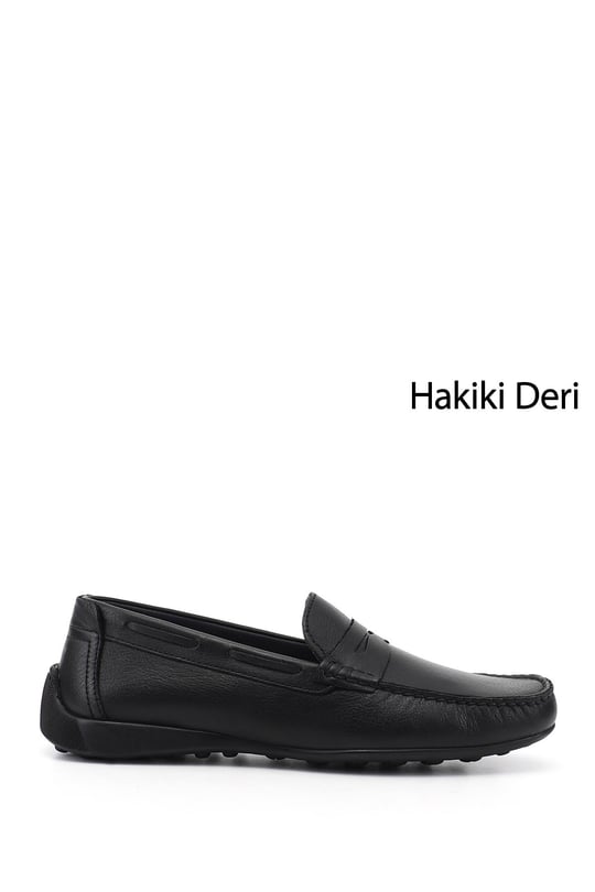 Erkek Siyah Rok Hakiki Deri Loafer Ayakkabı