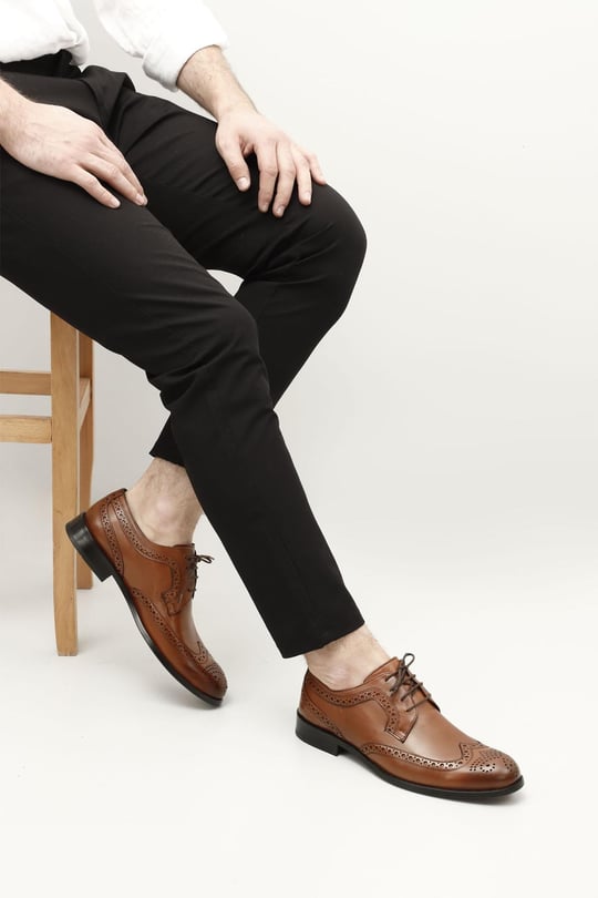 Mens Tan Antique Laced Leather Sole Genuine Leather Classic Shoes