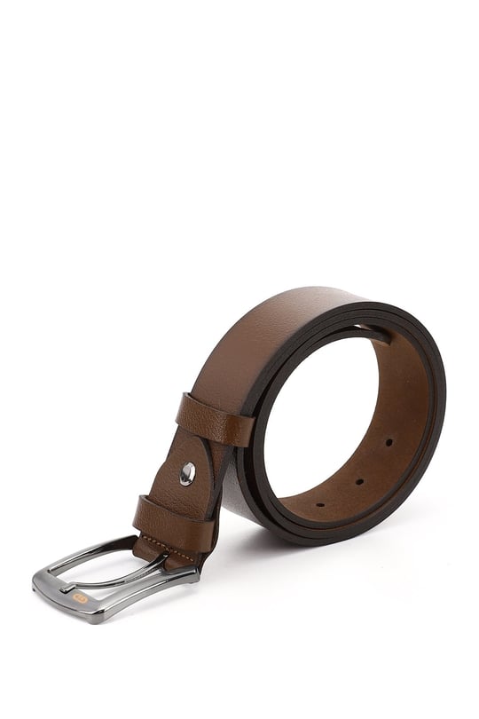 Mens Tan Antique Genuine Leather 4cm Denim Belt