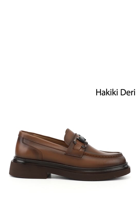 Erkek Taba Antik Hakiki Deri Loafer Ayakkabı