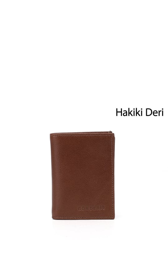 Erkek Taba Hakiki Deri Dikey Cüzdan