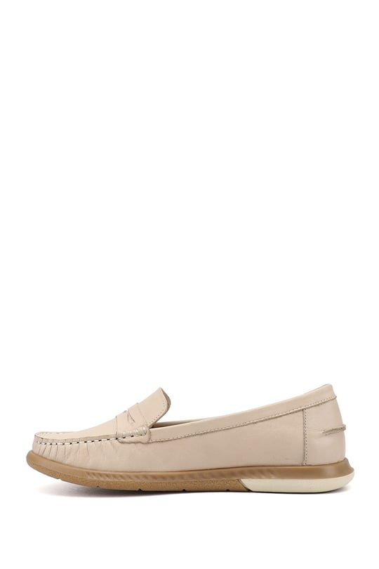 Womens Beige Antique Rock Genuine Leather Comfort Loafer