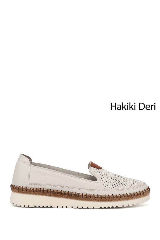 Kadın Bej Hakiki Deri Comfort Ayakkabı