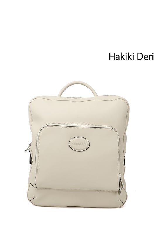 Kadın Bej Hakiki Deri El Ve Sırt Çantası