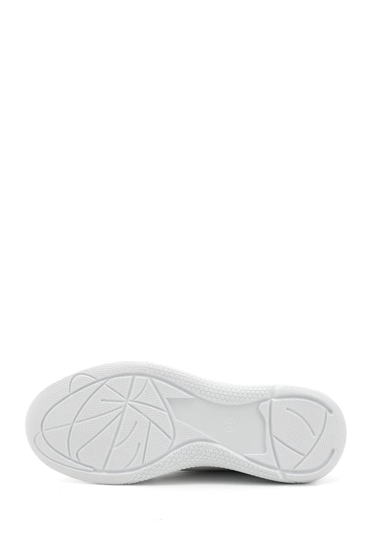 Kadın Beyaz Bağcıklı Dolgu Taban Hakiki Deri Sneaker