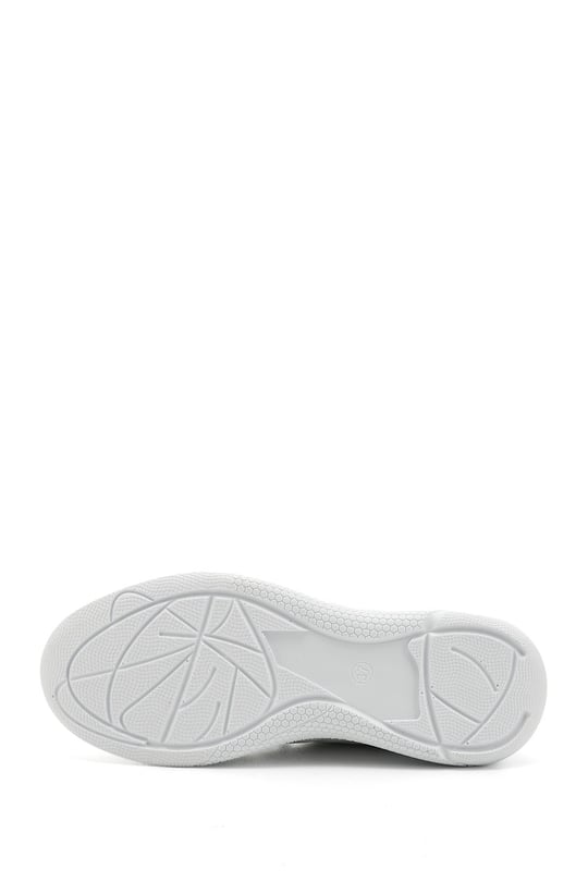 Kadın Beyaz Bağcıklı Dolgu Taban Hakiki Deri Sneaker