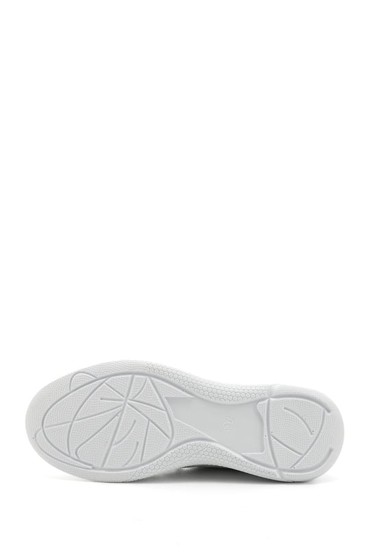 Kadın Beyaz Bağcıklı Dolgu Taban Hakiki Deri Sneaker
