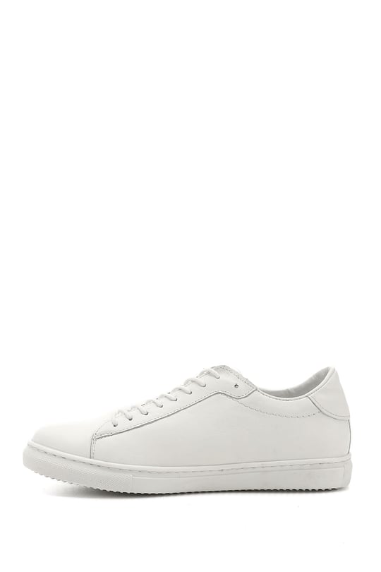 Kadın Beyaz Bağcıklı Termo Taban Hakiki Deri Sneaker