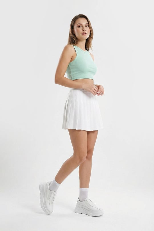 Kadın Beyaz Fermuarlı Dolgu Taban Hakiki Deri Sneaker