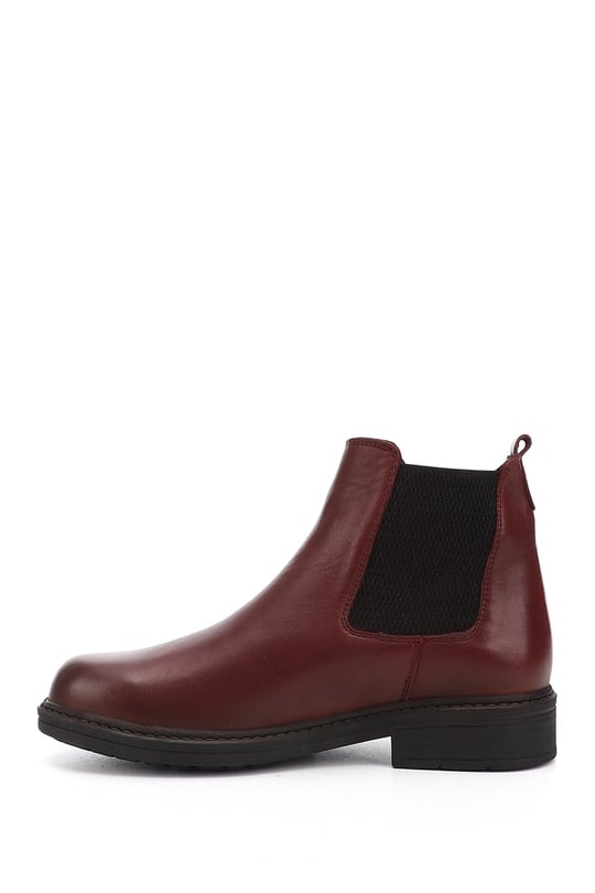 Kadın Bordo Antik Kauçuk Taban Hakiki Deri Chelsea Bot