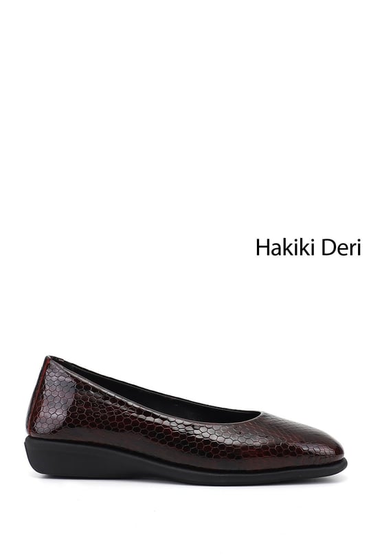 Kadın Bordo Krako Dolgu Taban Hakiki Deri Comfort Ayakkabı