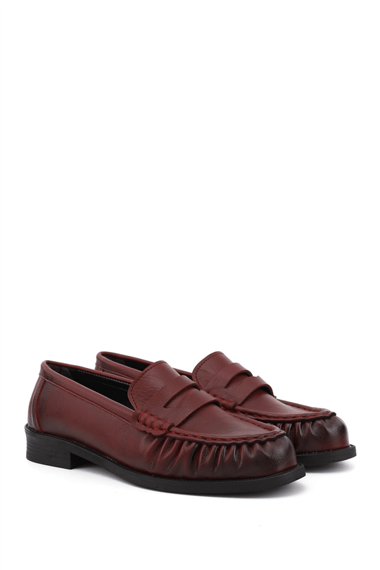 Kadın Bordo Loafer Ayakkabı