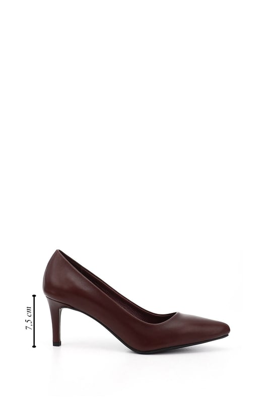 Kadın Bordo Platinum Sivri Burun İnce Topuklu Hakiki Deri Stiletto