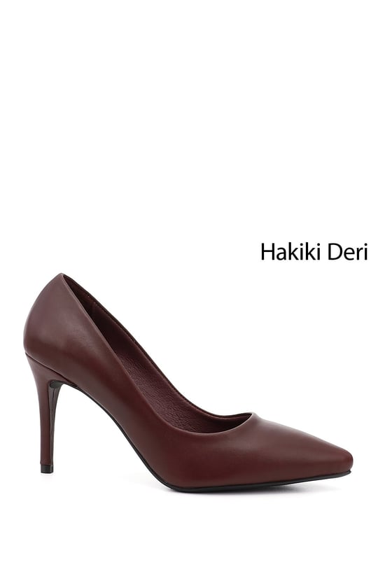 Womens Burgundy Pointed Toe Thin Heel Genuine Leather Stiletto