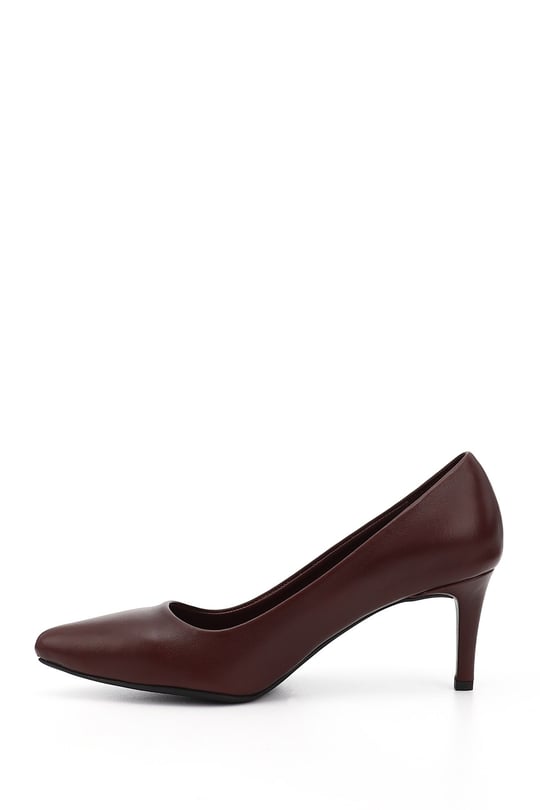 Womens Burgundy Pointed Toe Thin Heel Genuine Leather Stiletto