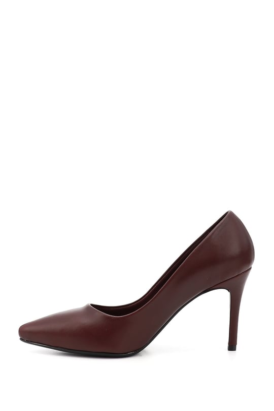 Womens Burgundy Pointed Toe Thin Heel Genuine Leather Stiletto