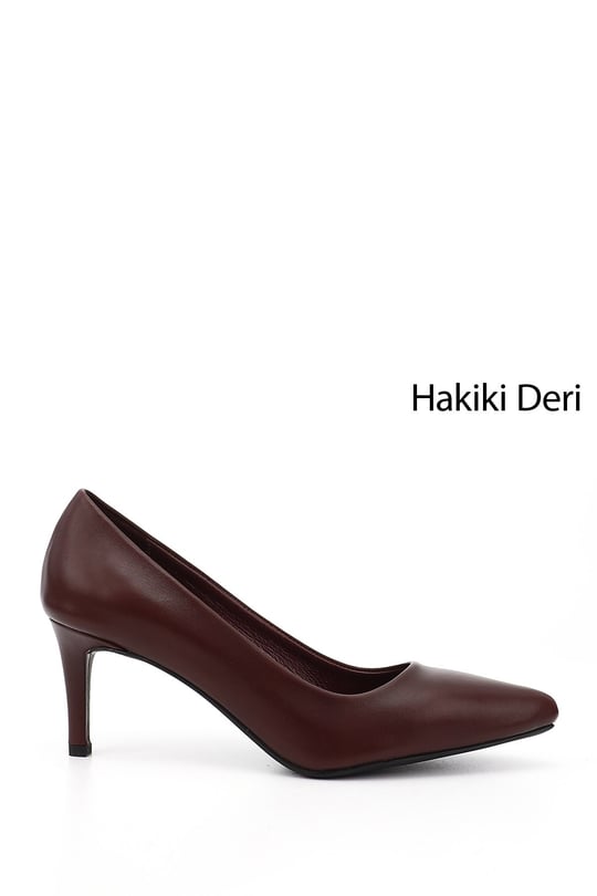 Kadın Bordo Platinum Sivri Burun İnce Topuklu Hakiki Deri Stiletto