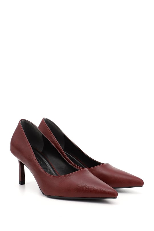 Womens Burgundy Pointed Toe Slim Heel Stiletto