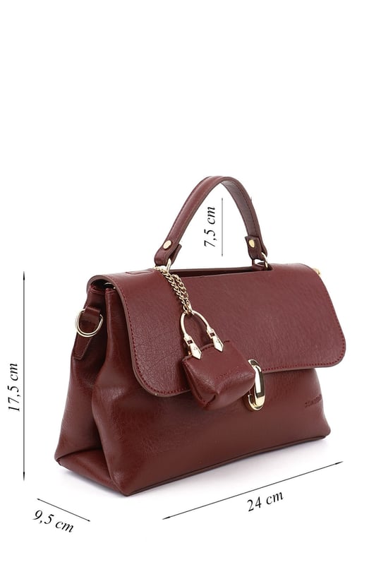 Womens Burgundy Long Strap Hand and Shoulder Bag