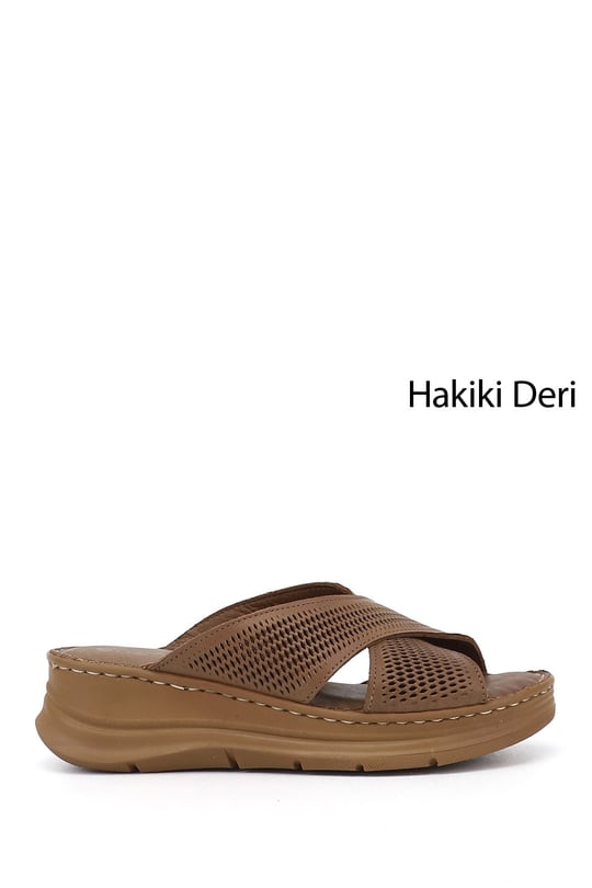 Kadın Fındık Dolgu Taban Hakiki Deri Terlik