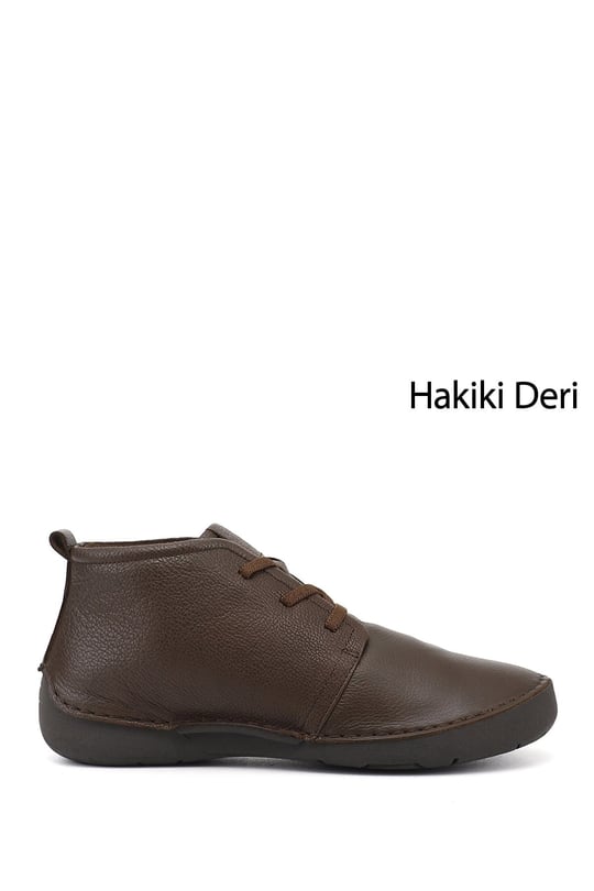 Kadın Kahve Floter Bağcıklı Hakiki Deri Comfort Bot