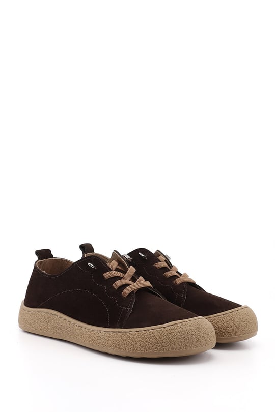 Kadın Kahve Süet Bağcıklı Hakiki Deri Sneaker