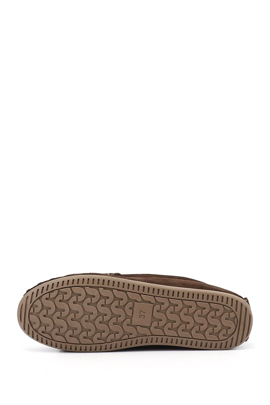 Womens Brown Suede Buckled Rok Genuine Leather Comfort Loafer