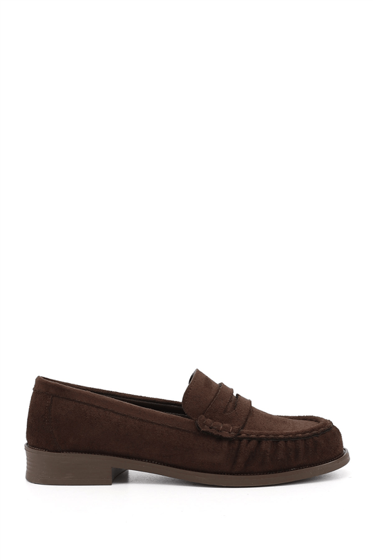 Kadın Kahve Süet Loafer Ayakkabı