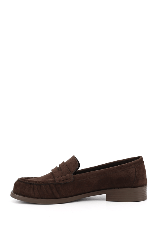 Kadın Kahve Süet Loafer Ayakkabı